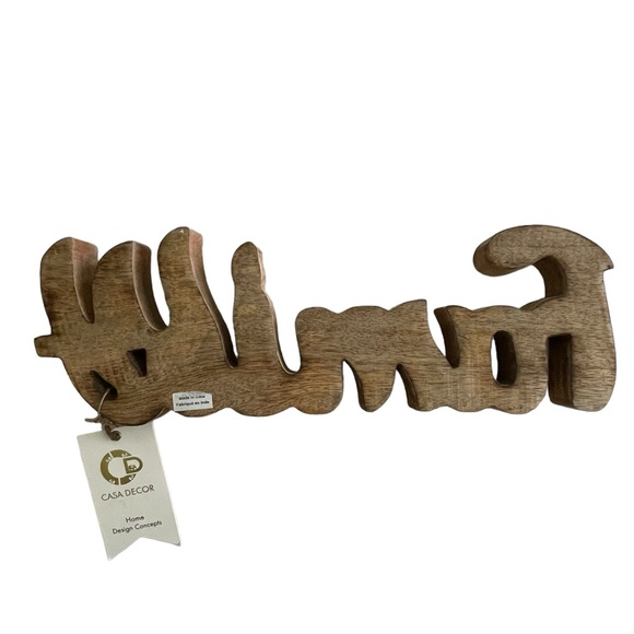 Wood Carved “Family” Home Decor NWT - Picture 3 of 8